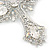 Statement Clear Austrian Crystal Cross Brooch/ Pendant In Silver Tone Metal - 85mm Length - view 7