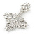 Statement Clear Austrian Crystal Cross Brooch/ Pendant In Silver Tone Metal - 85mm Length - view 8