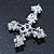 Victorian Clear, AB Austrian Crystal Cross Brooch/ Pendant In Silver Tone Metal - 58mm Length - view 3
