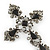 Victorian Black, Hematite Austrian Crystal Cross Brooch/ Pendant In Gunmetal - 58mm Length - view 4