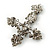 Victorian Black, Hematite Austrian Crystal Cross Brooch/ Pendant In Gunmetal - 58mm Length - view 5