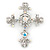 Statement Clear & AB Austrian Crystal Filigree Cross Brooch/ Pendant In Silver Tone Metal - 58mm Length - view 5