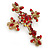 Statement Ruby Red Crystal Filigree Cross Brooch/ Pendant In Gold Tone Metal - 58mm Length - view 3