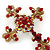 Statement Ruby Red Crystal Filigree Cross Brooch/ Pendant In Gold Tone Metal - 58mm Length - view 4