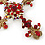 Statement Ruby Red Crystal Filigree Cross Brooch/ Pendant In Gold Tone Metal - 58mm Length - view 5