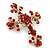 Statement Burgundy Red Austrian Crystal Filigree Cross Brooch/ Pendant In Gold Tone Metal - 70mm Length - view 5