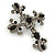 Statement Black/ Hematite Austrian Crystal Filigree Cross Brooch/ Pendant In Gunmetal - 70mm Length - view 4