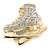 Two Tone Clear Austrian Crystal Skates Brooch - 40mm Width - view 5