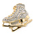 Two Tone Clear Austrian Crystal Skates Brooch - 40mm Width - view 6