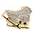 Two Tone Clear Austrian Crystal Skates Brooch - 40mm Width - view 2