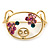 Gold Plated Pink Crystal Piggy Brooch - 40mm Length