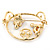 Gold Plated Pink Crystal Piggy Brooch - 40mm Length - view 3