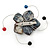 Handmade Slate Black Shell, Beaded Wire Flower Brooch In Silver Tone - 45mm Diameter - view 5