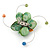 Handmade Green Shell, Beaded Wire Flower Brooch In Silver Tone - 45mm Diameter - view 4