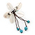 Handmade White Shell Flower With Turquoise Bead Dangle Brooch - 95mm Length - view 7