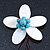 Handmade White Shell Flower With Turquoise Bead Dangle Brooch - 95mm Length - view 3