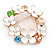 White Enamel, Cz  Floral Wreath Brooch In Gold Plating - 40mm Width - view 2