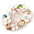 White Enamel, Cz  Floral Wreath Brooch In Gold Plating - 40mm Width - view 3
