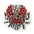 Small Red, Pink Crystal 'Ladybug' Brooch In Gun Metal - 24mm Length - view 4