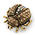 Small Topaz, AB Crystal 'Ladybug' Brooch In Gun Metal - 24mm Length - view 2