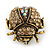 Small Topaz, AB Crystal 'Ladybug' Brooch In Gun Metal - 24mm Length - view 3