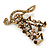 Antique Gold Citrine, Topaz Crystal 'Musical Notes' Brooch - 50mm Length - view 5