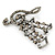 Antique Silver Grey, Hematite Crystal 'Musical Notes' Brooch - 50mm Length - view 3