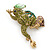 Olive, Green, Purple Austrian Crystal Frog Brooch In Gold Tone - 55mm L - view 6