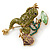 Olive, Green, Purple Austrian Crystal Frog Brooch In Gold Tone - 55mm L - view 7