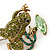 Olive, Green, Purple Austrian Crystal Frog Brooch In Gold Tone - 55mm L - view 4