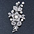 Bridal Crystal, Glass Pearl Floral Brooch In Silver Tone - 85mm L - view 6