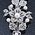 Bridal Crystal, Glass Pearl Floral Brooch In Silver Tone - 85mm L - view 8
