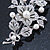 Bridal Crystal, Glass Pearl Floral Brooch In Silver Tone - 85mm L - view 9
