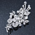 Bridal Crystal, Glass Pearl Floral Brooch In Silver Tone - 85mm L - view 7
