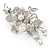 Bridal Crystal, Glass Pearl Floral Brooch In Silver Tone - 85mm L - view 11