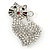 Pave Set Clear Austrian Crystal 'Kitty' Brooch In Silver Tone - 40mm L - view 7