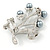 Light Grey Imitation Pearl, Clear Crystal Floral Brooch In Silver Tone - 45mm L - view 5