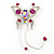 Fuchsia, Clear Crystal Butterfly With Dangling Tail Brooch In Silver Tone - 95mm L - view 8