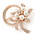 Bridal Crystal, Similutated Pearl Flower Brooch In Rose Tone Gold - 50mm Across - view 5