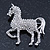 Small Silver Tone Austrian Crystal Horse Brooch - 38mm Width - view 5