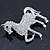 Small Silver Tone Austrian Crystal Horse Brooch - 38mm Width - view 3