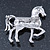 Small Silver Tone Austrian Crystal Horse Brooch - 38mm Width - view 4