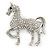 Small Silver Tone Austrian Crystal Horse Brooch - 38mm Width - view 6