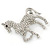 Small Silver Tone Austrian Crystal Horse Brooch - 38mm Width - view 7