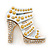 White Enamel, Crystal High Heel Shoe Brooch In Gold Tone - 35mm L - view 7