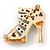White Enamel, Crystal High Heel Shoe Brooch In Gold Tone - 35mm L - view 8