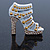 White Enamel, Crystal High Heel Shoe Brooch In Gold Tone - 35mm L