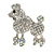 Rhodium Plated Clear Crystal Poodle Brooch - 37mm L