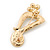 Gold Tone Clear Crystal Musical Note Brooch - 40mm L - view 3