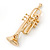 Gold Tone Clear Crystal Musical Instrument Trumpet Brooch - 48mm L - view 4